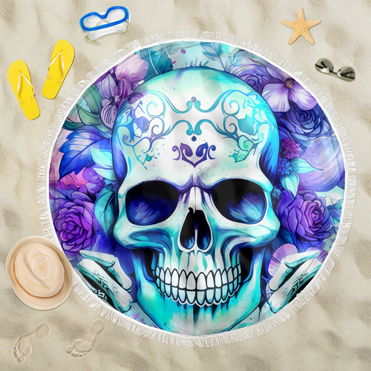 Rose SKull Beach Blanket My Give A Fuck Is Broken But My Go Fuck Yourself Is Fully Functional