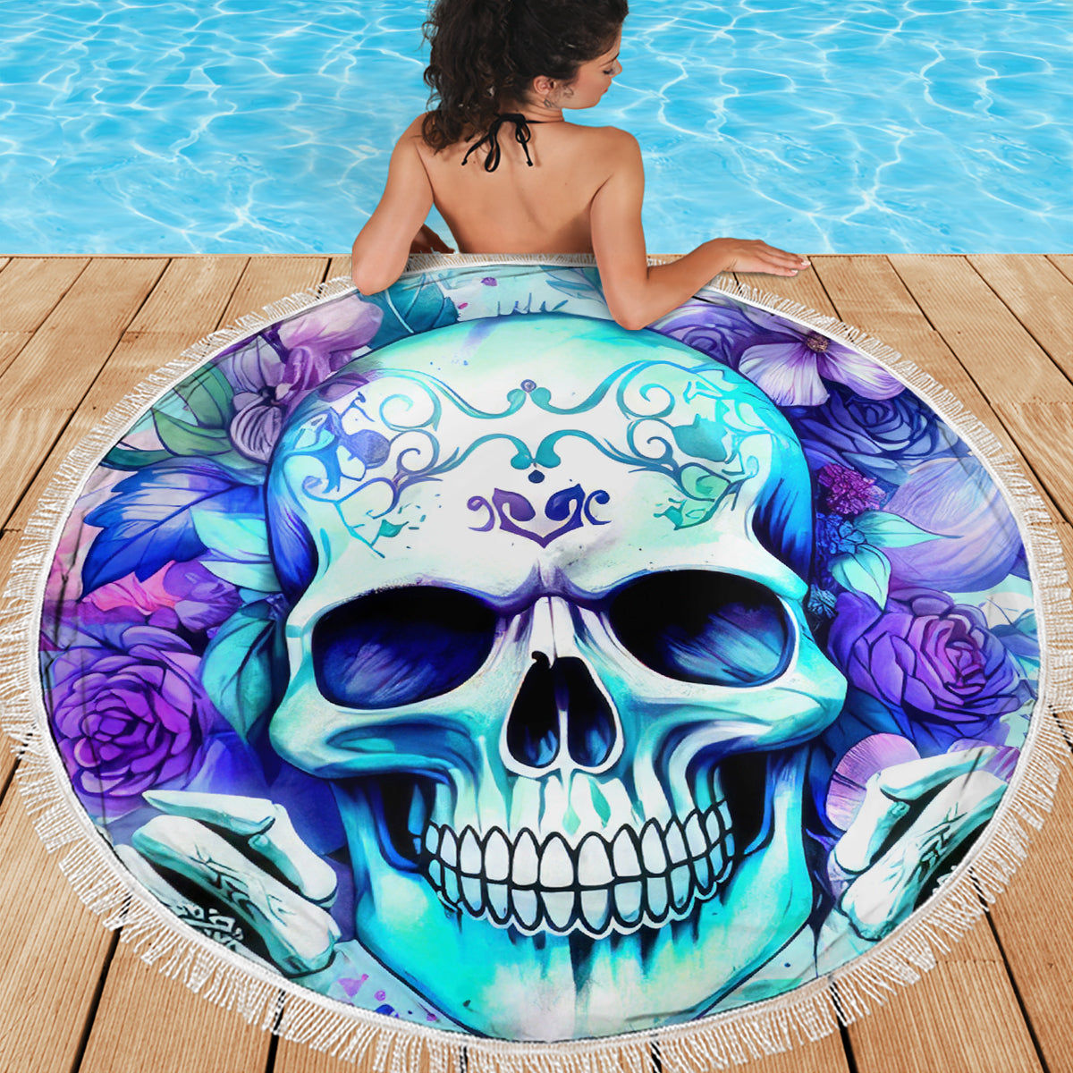 Rose SKull Beach Blanket My Give A Fuck Is Broken But My Go Fuck Yourself Is Fully Functional