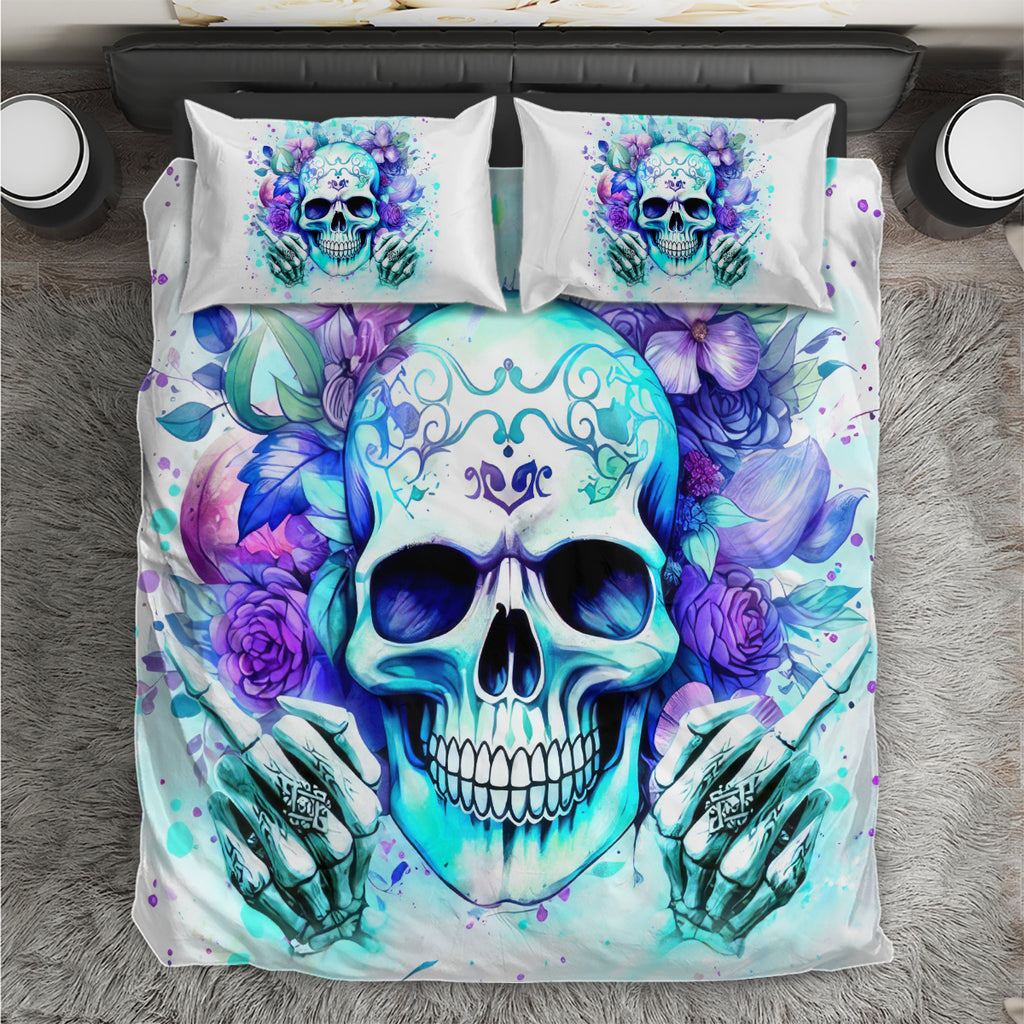 Rose SKull Bedding Set My Give A Fuck Is Broken But My Go Fuck Yourself Is Fully Functional