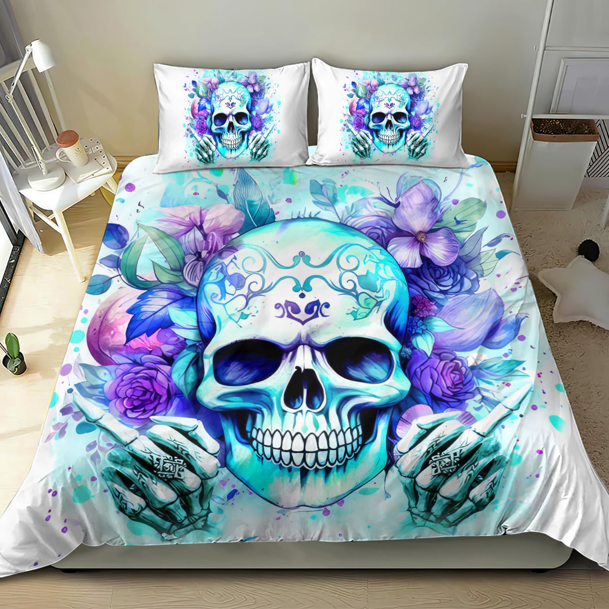 Rose SKull Bedding Set My Give A Fuck Is Broken But My Go Fuck Yourself Is Fully Functional