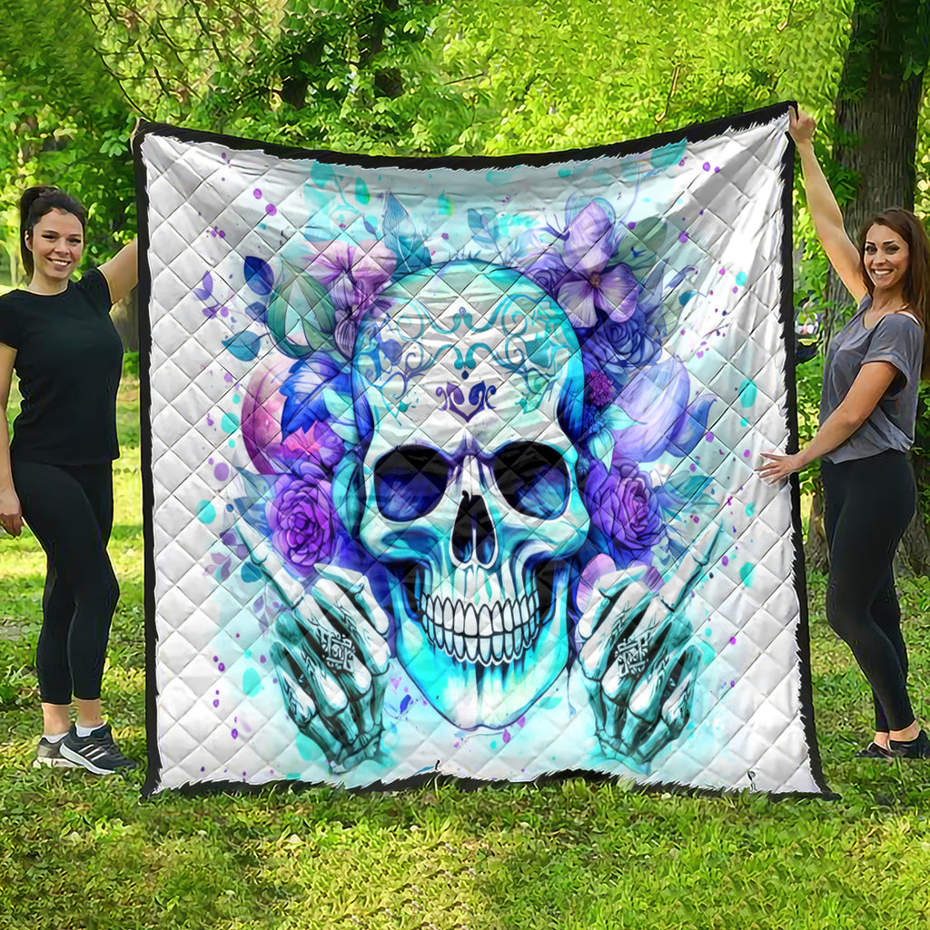 Rose SKull Quilt My Give A Fuck Is Broken But My Go Fuck Yourself Is Fully Functional