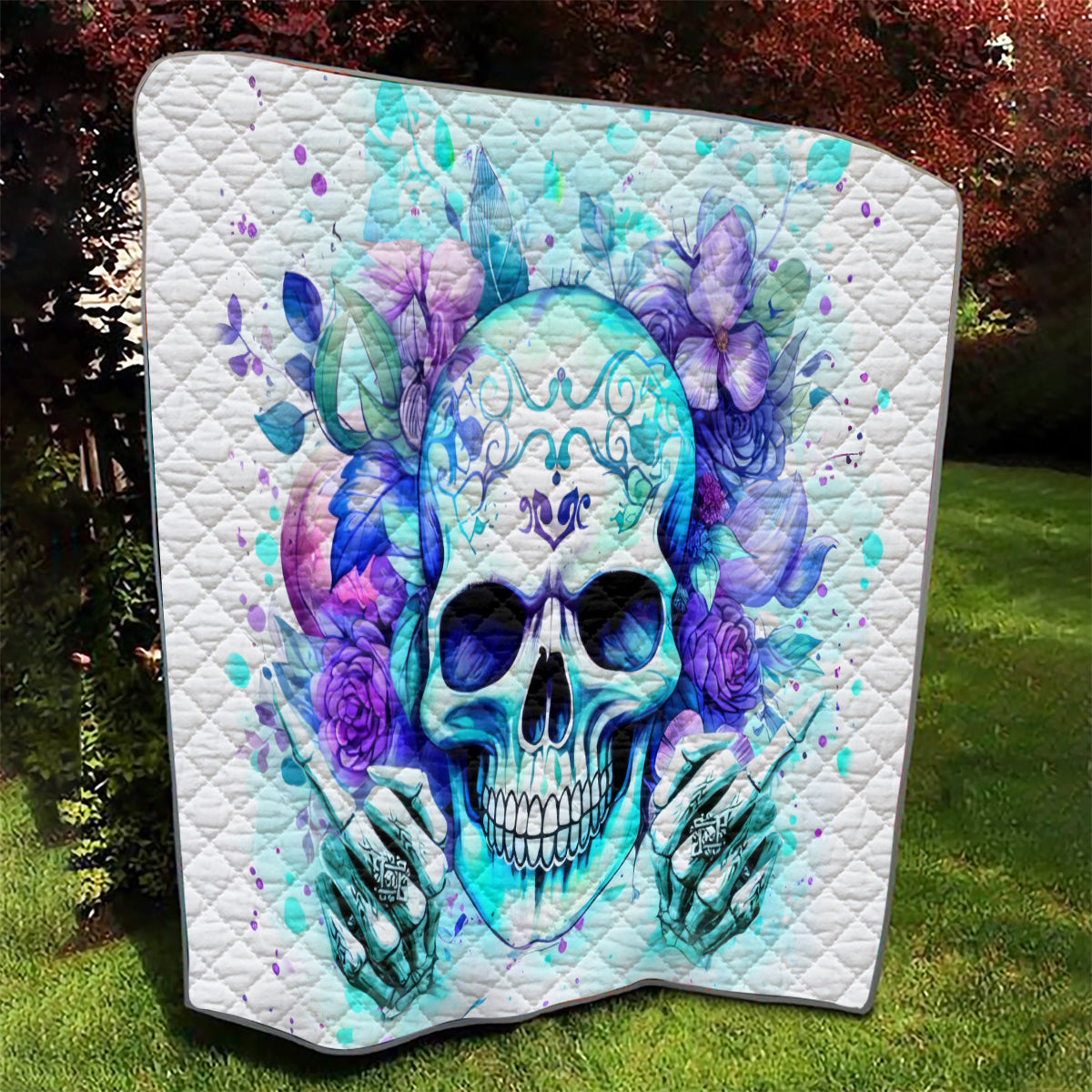 Rose SKull Quilt My Give A Fuck Is Broken But My Go Fuck Yourself Is Fully Functional