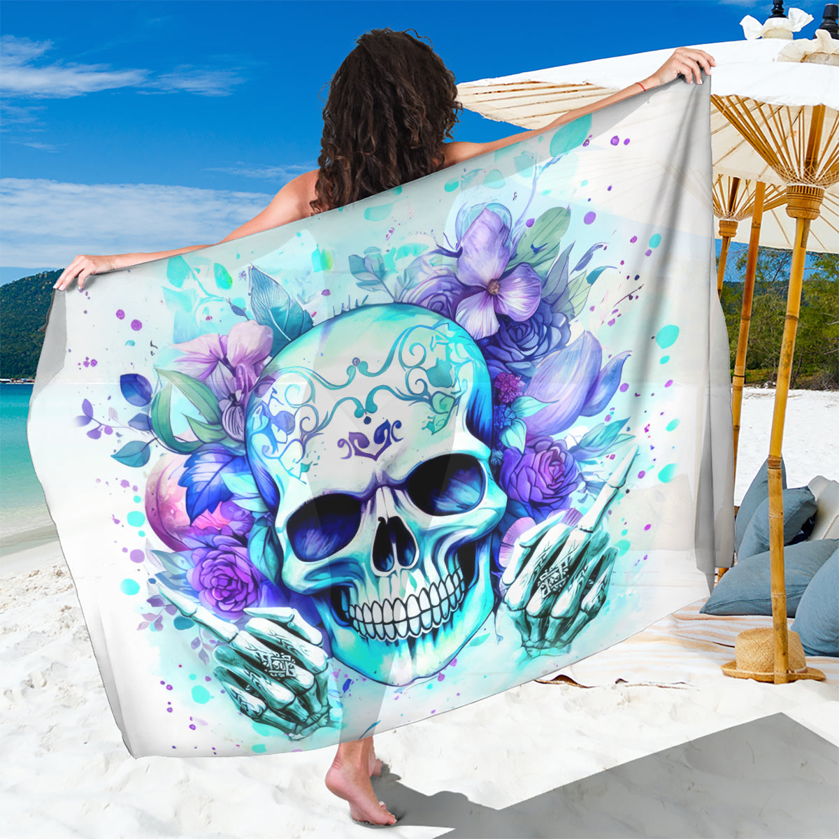 Rose SKull Sarong My Give A Fuck Is Broken But My Go Fuck Yourself Is Fully Functional