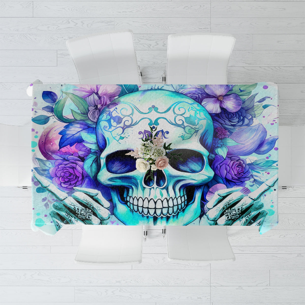 Rose SKull Tablecloth My Give A Fuck Is Broken But My Go Fuck Yourself Is Fully Functional
