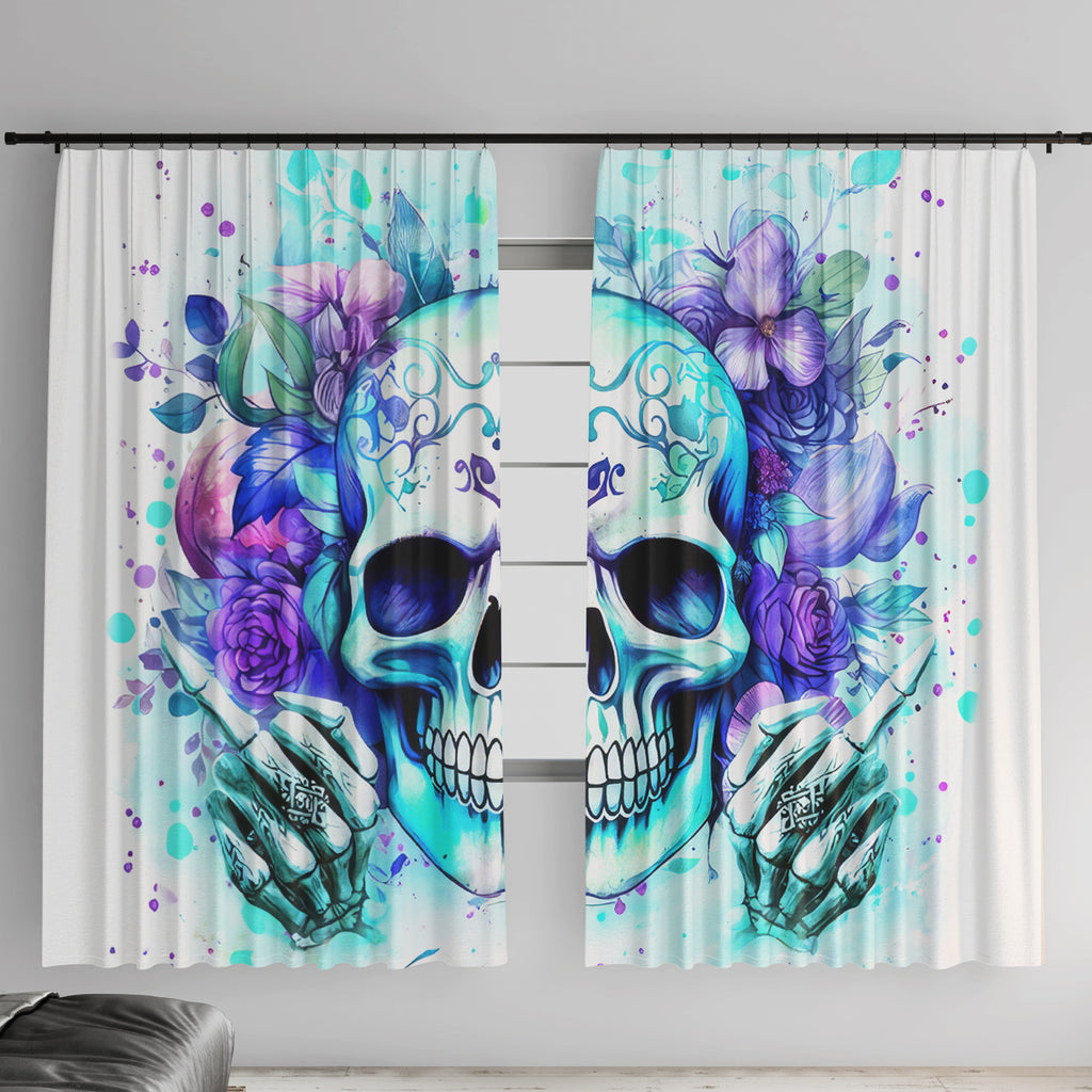 Rose SKull Window Curtain My Give A Fuck Is Broken But My Go Fuck Yourself Is Fully Functional