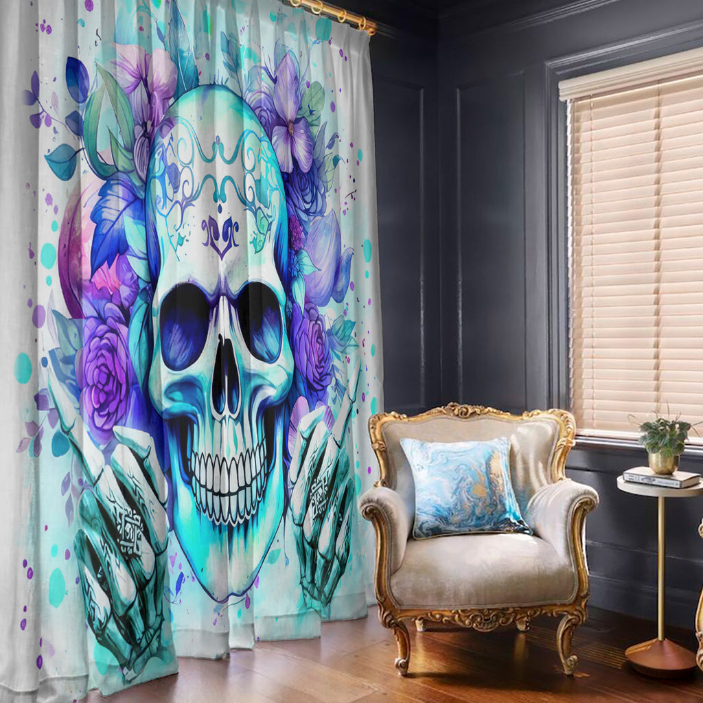 Rose SKull Window Curtain My Give A Fuck Is Broken But My Go Fuck Yourself Is Fully Functional