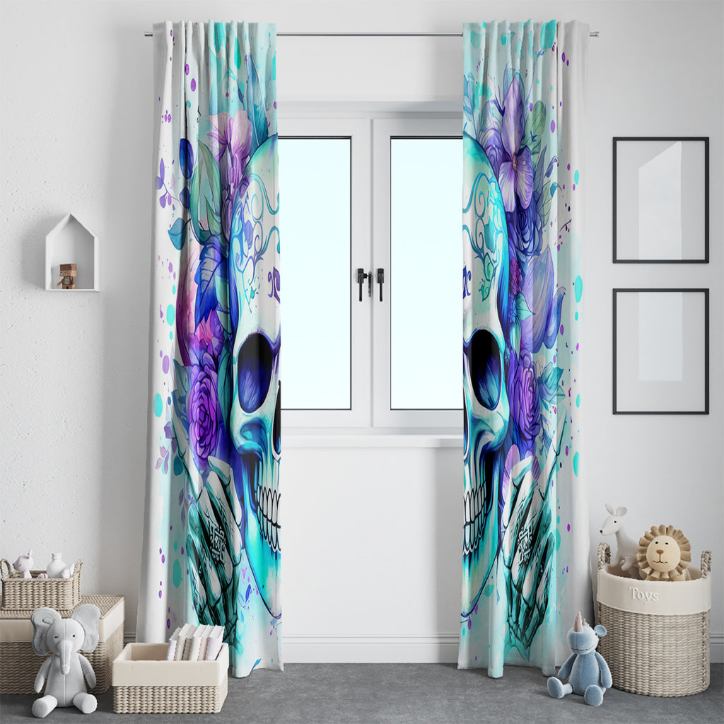Rose SKull Window Curtain My Give A Fuck Is Broken But My Go Fuck Yourself Is Fully Functional