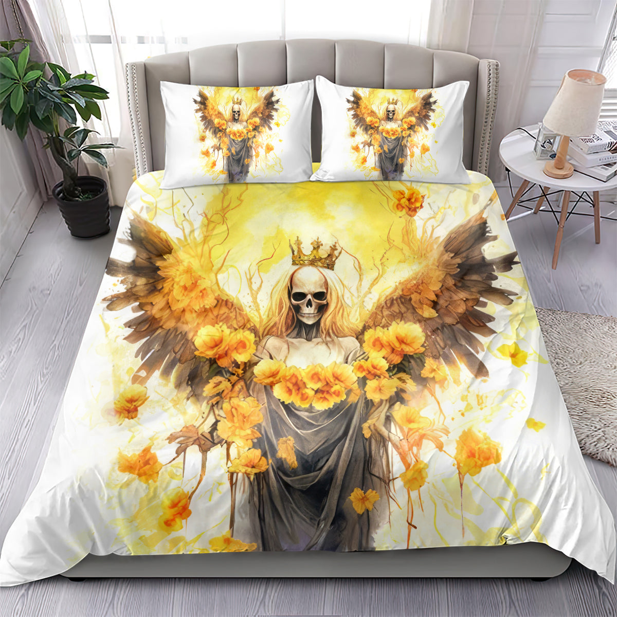 Flower Skull Angel Bedding Set Bitch I'm The Fucking Queen