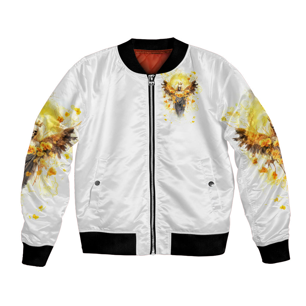 Flower Skull Angel Bomber Jacket Bitch I'm The Fucking Queen