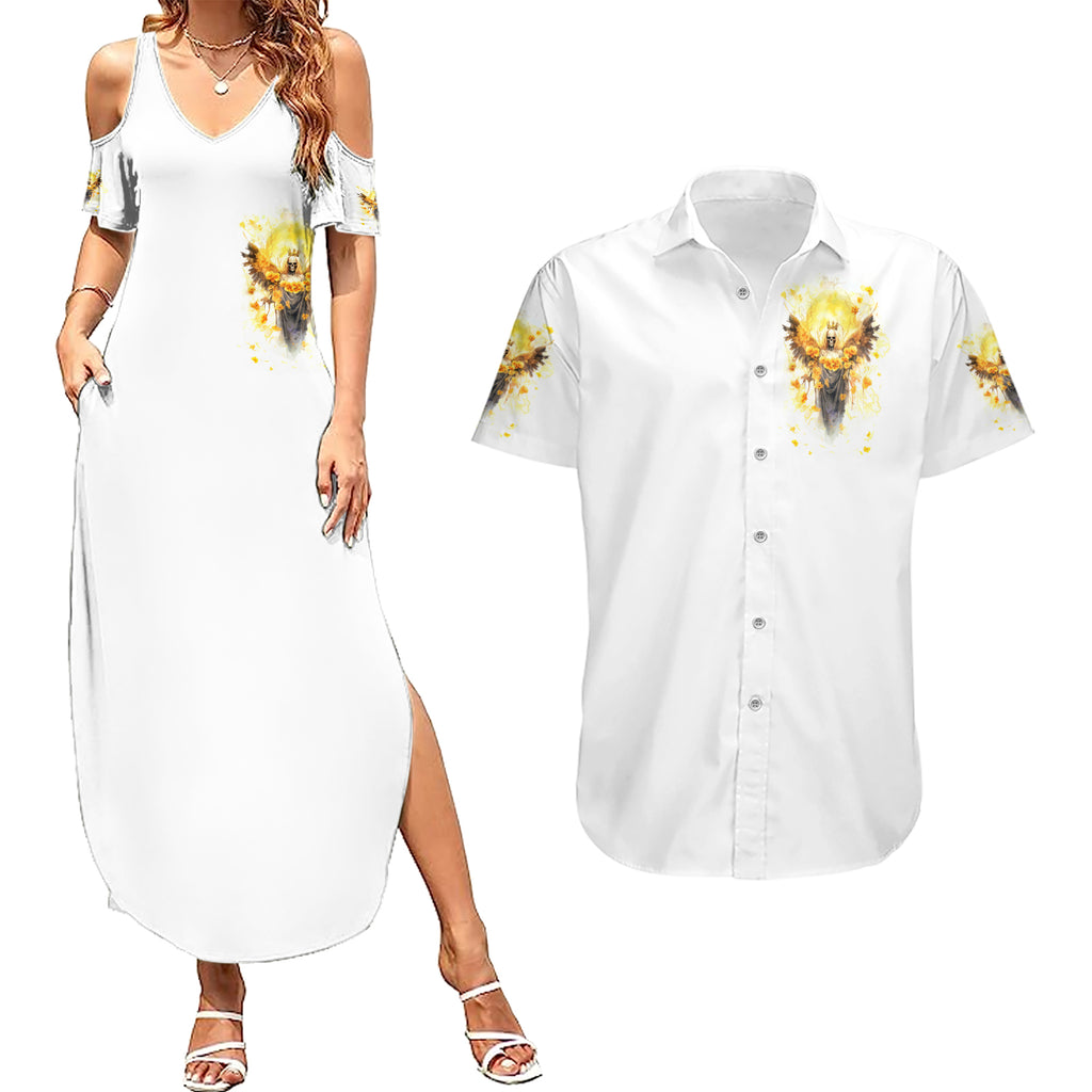 Flower Skull Angel Couples Matching Summer Maxi Dress and Hawaiian Shirt Bitch I'm The Fucking Queen