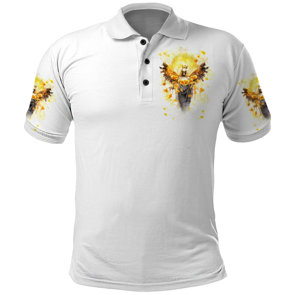 Flower Skull Angel Polo Shirt Bitch I'm The Fucking Queen