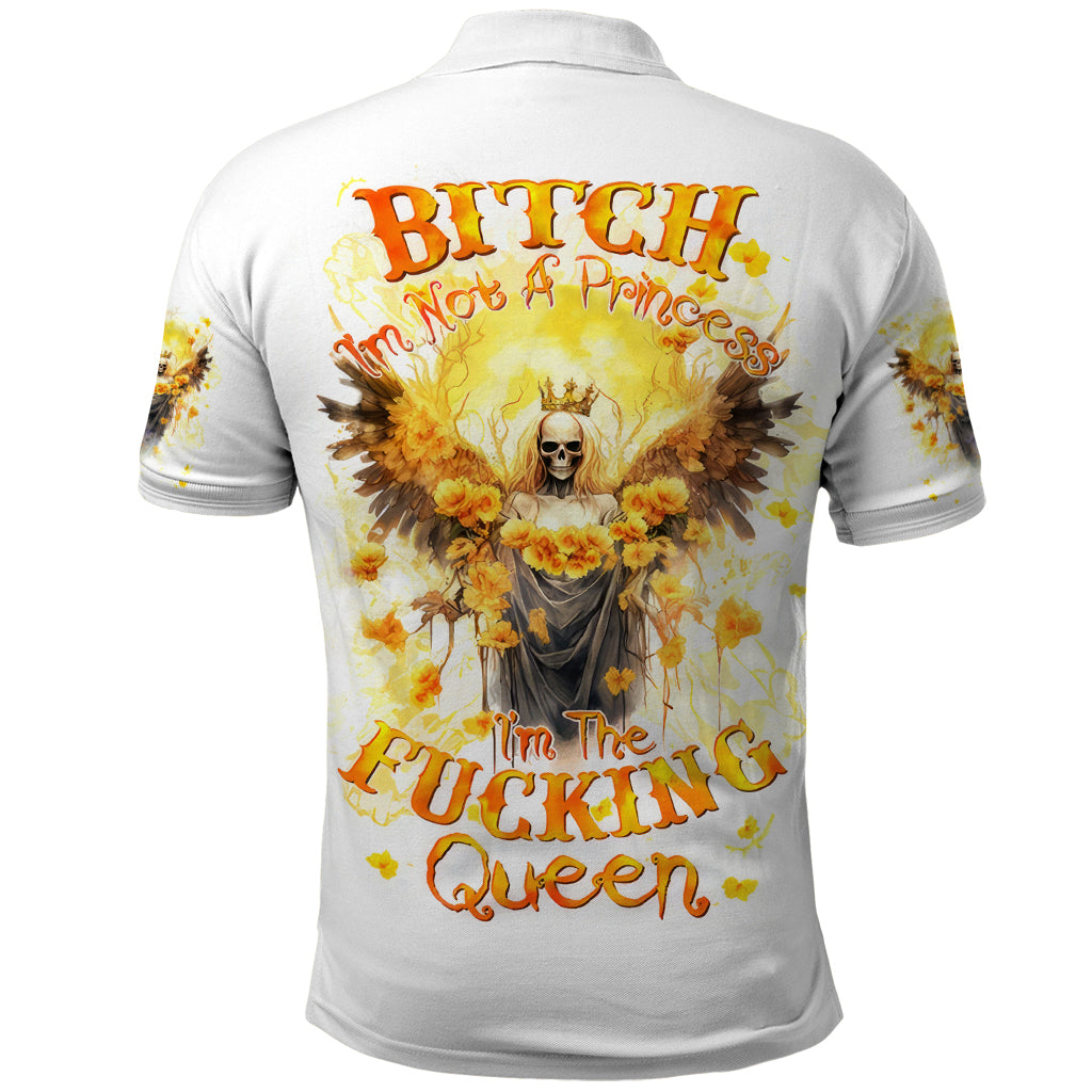 Flower Skull Angel Polo Shirt Bitch I'm The Fucking Queen