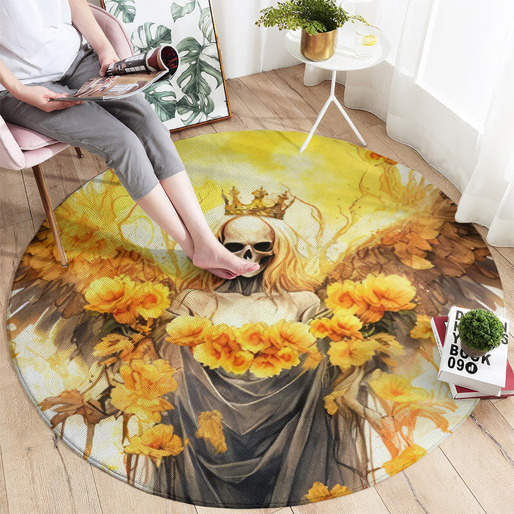 Flower Skull Angel Round Carpet Bitch I'm The Fucking Queen