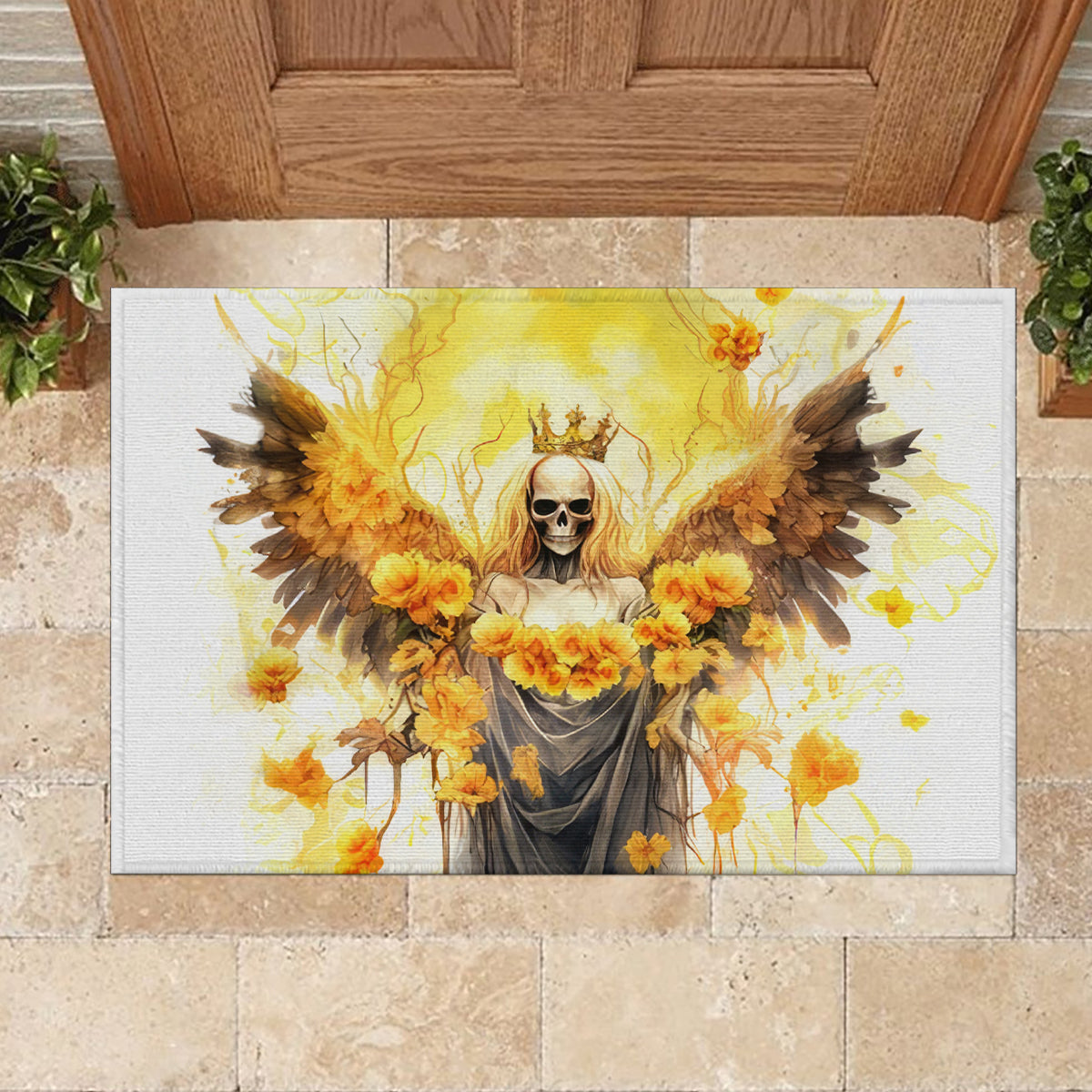 Flower Skull Angel Rubber Doormat Bitch I'm The Fucking Queen