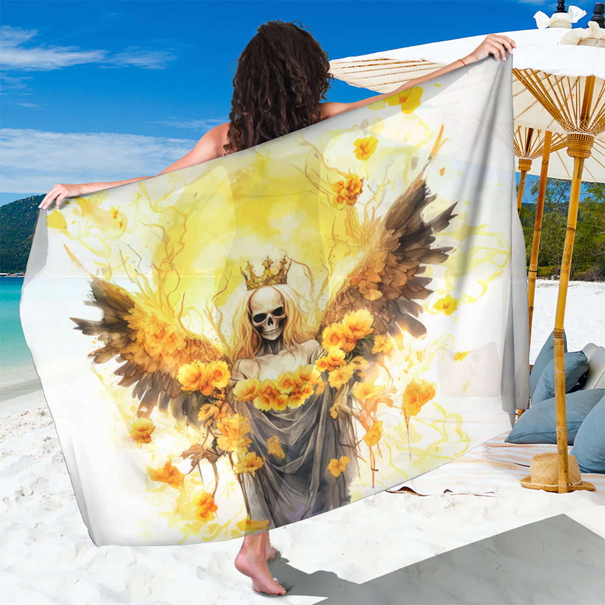 Flower Skull Angel Sarong Bitch I'm The Fucking Queen
