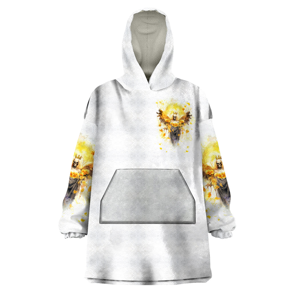 Flower Skull Angel Wearable Blanket Hoodie Bitch I'm The Fucking Queen