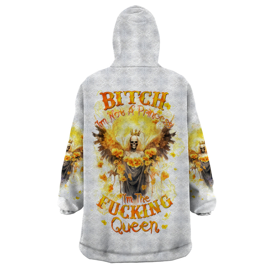 Flower Skull Angel Wearable Blanket Hoodie Bitch I'm The Fucking Queen