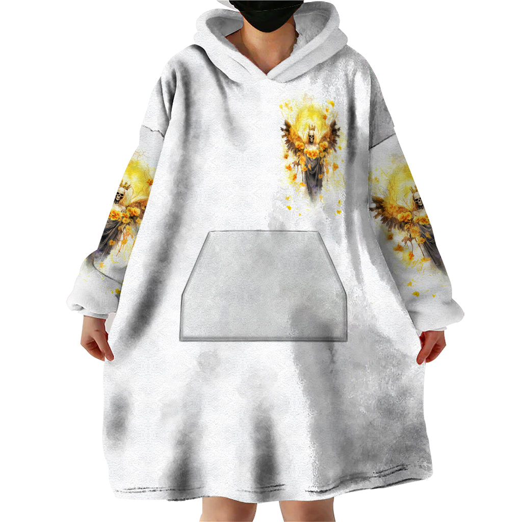 Flower Skull Angel Wearable Blanket Hoodie Bitch I'm The Fucking Queen