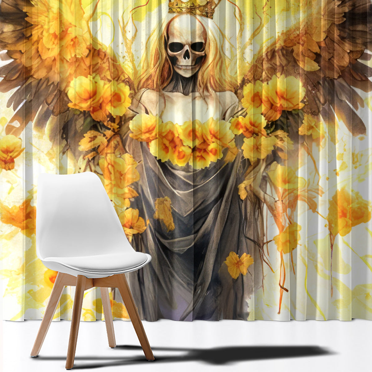 Flower Skull Angel Window Curtain Bitch I'm The Fucking Queen