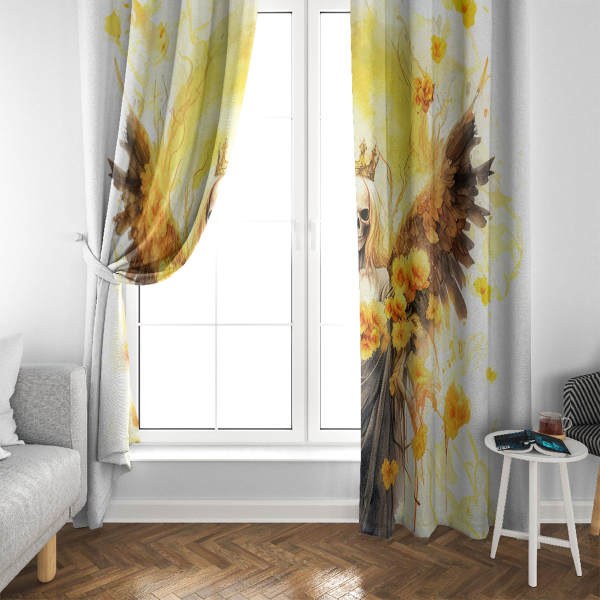 Flower Skull Angel Window Curtain Bitch I'm The Fucking Queen