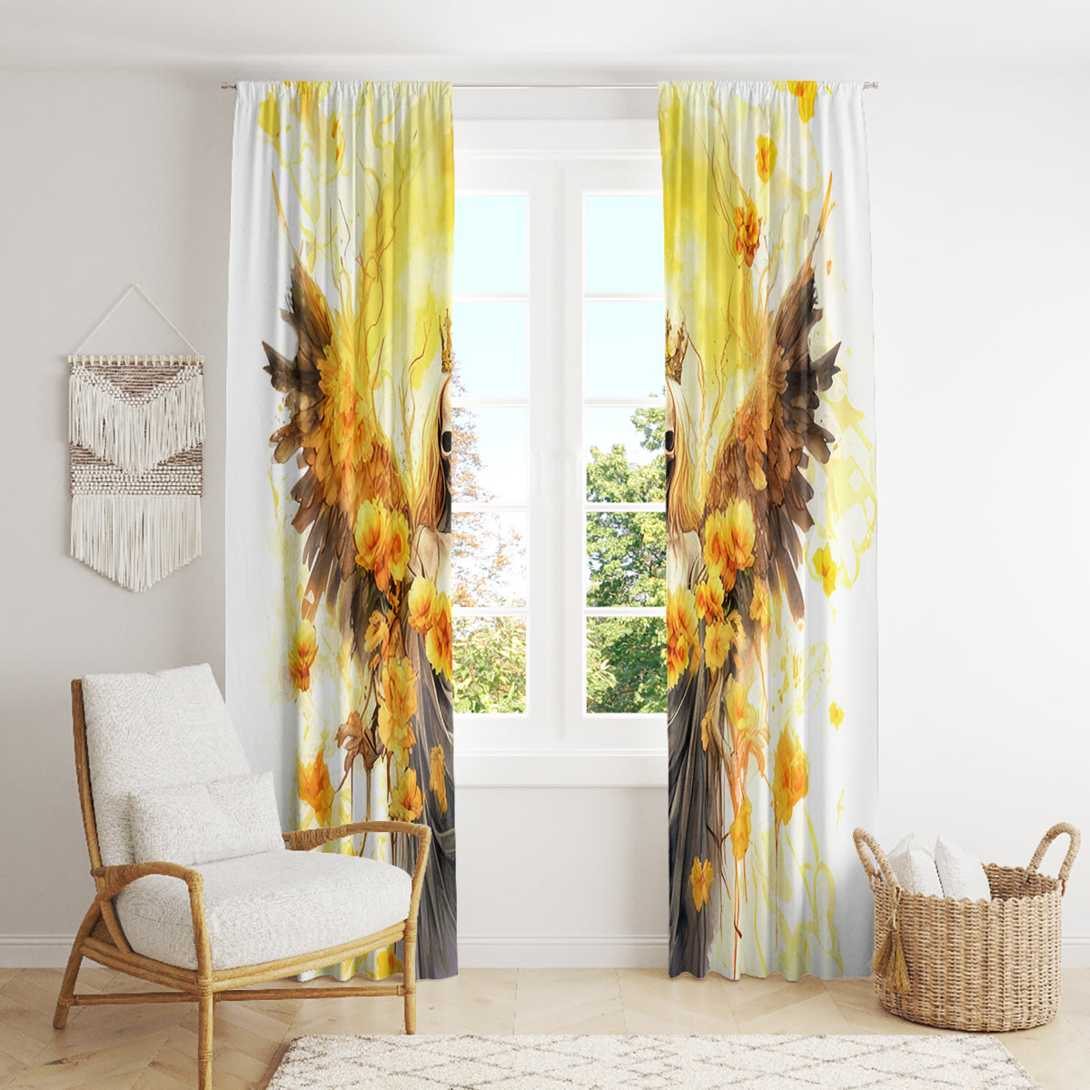 Flower Skull Angel Window Curtain Bitch I'm The Fucking Queen