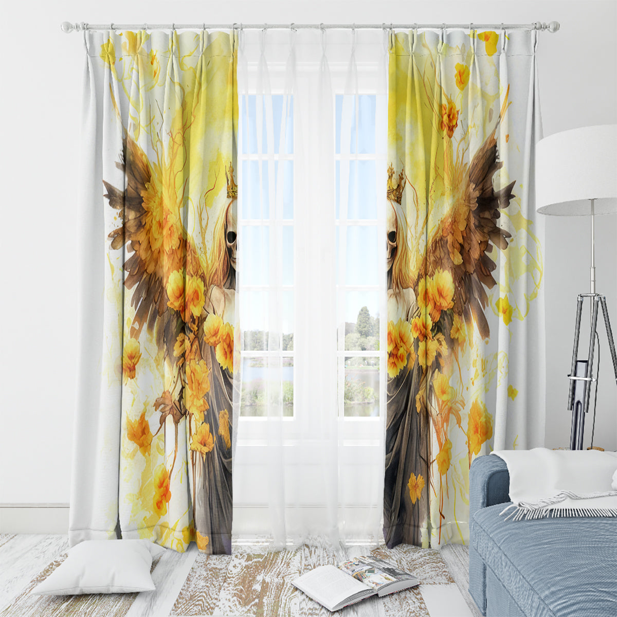 Flower Skull Angel Window Curtain Bitch I'm The Fucking Queen