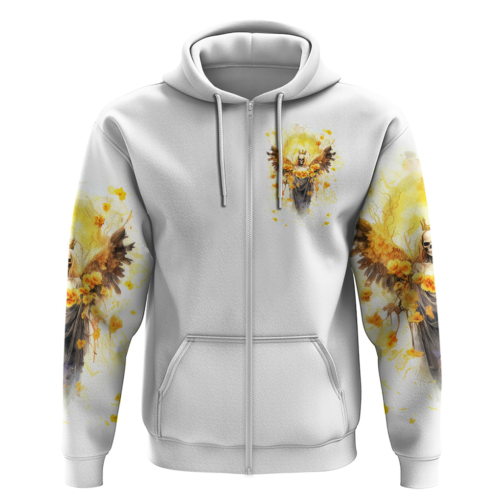 Flower Skull Angel Zip Hoodie Bitch I'm The Fucking Queen