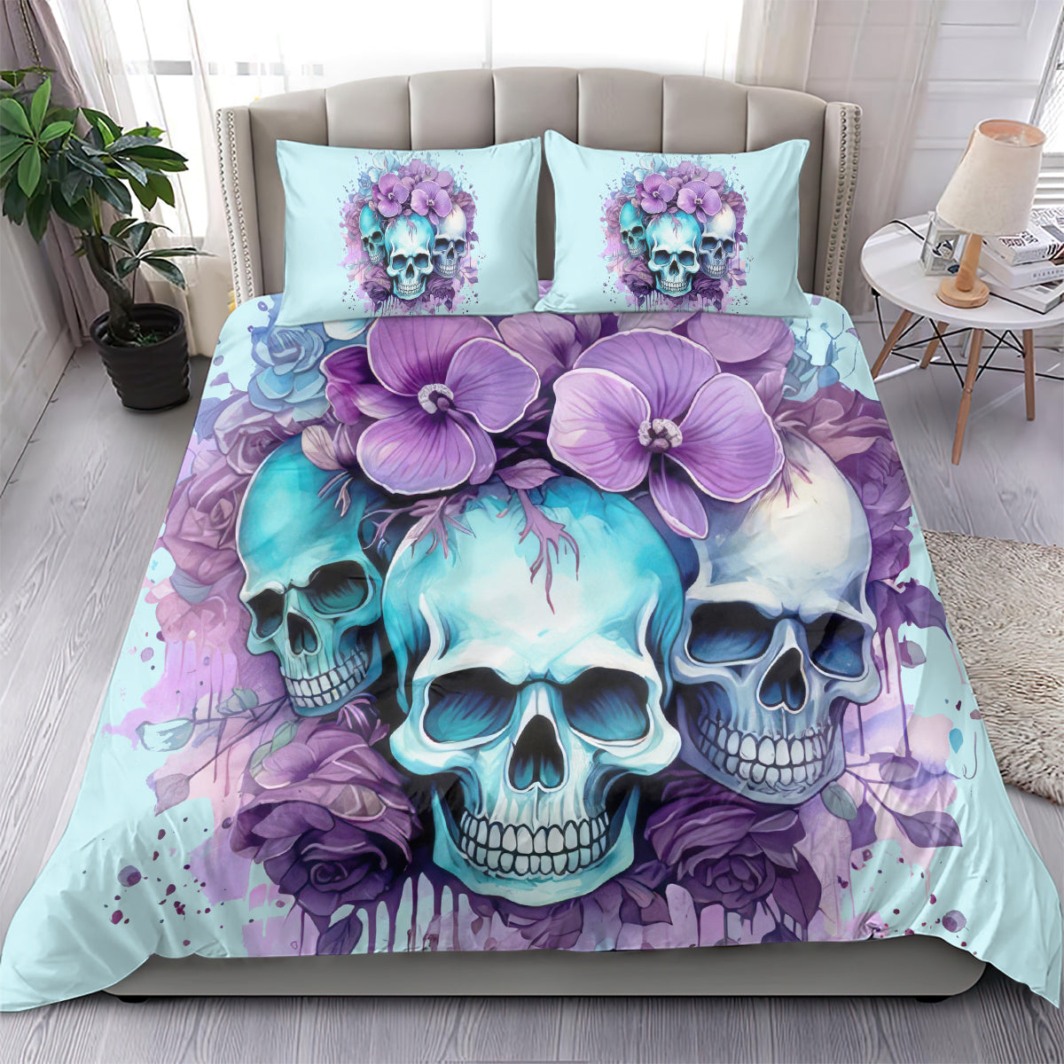 Flower Skull Angel Bedding Set The Good Girl In Me Got Tired Of The Bullshit
