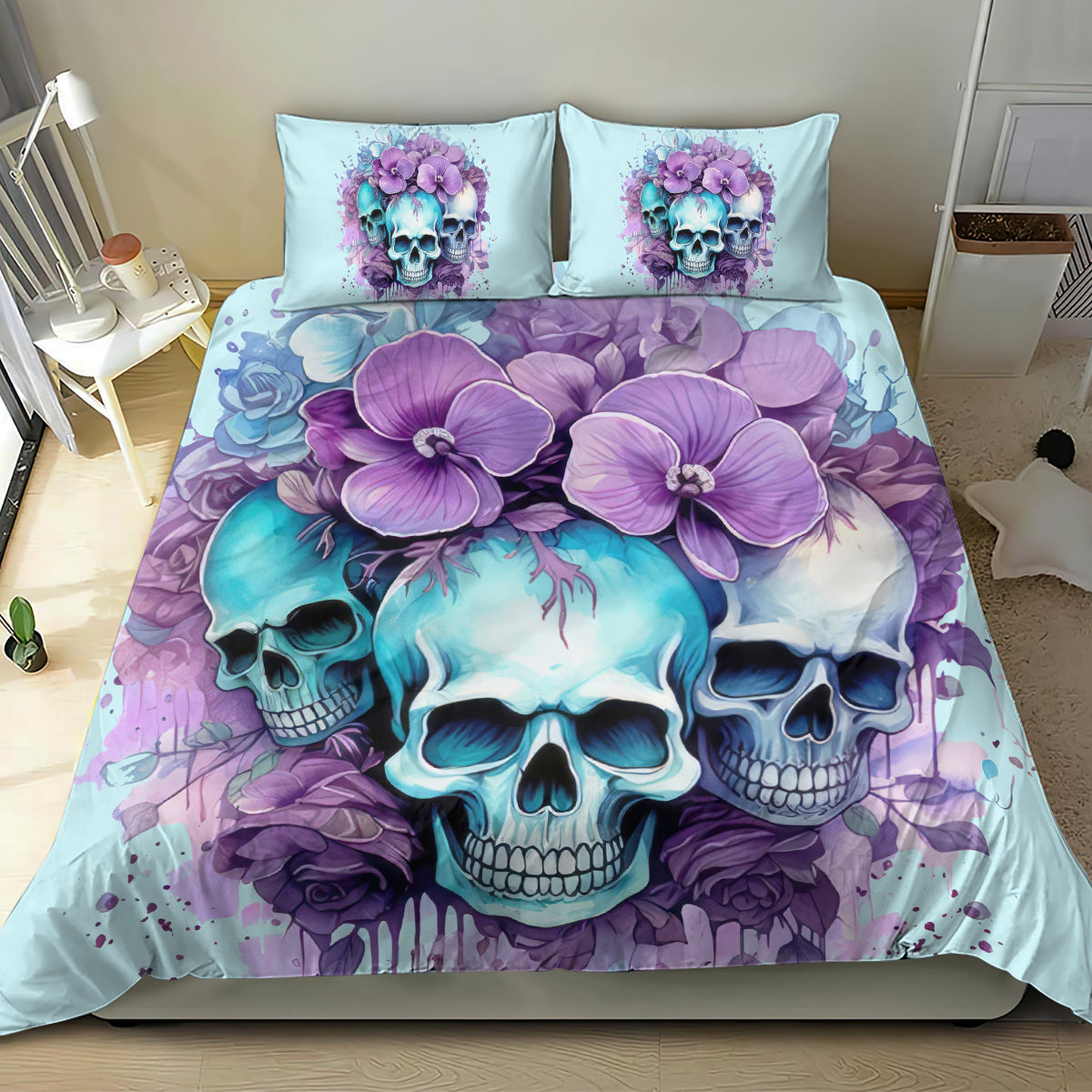 Flower Skull Angel Bedding Set The Good Girl In Me Got Tired Of The Bullshit