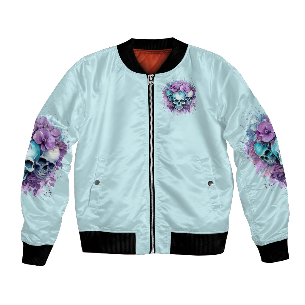 Flower Skull Angel Bomber Jacket The Good Girl In Me Got Tired Of The Bullshit