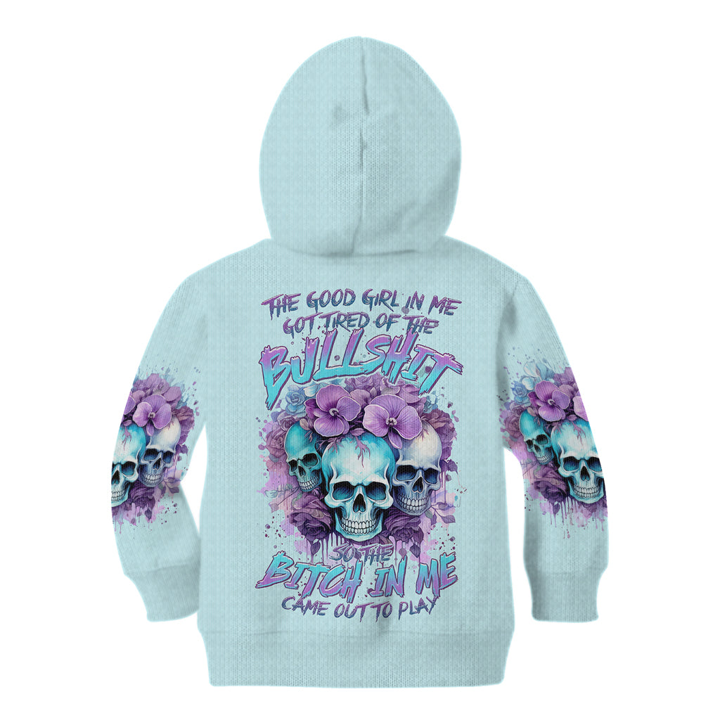 Flower Skull Angel Kid Hoodie The Good Girl In Me Got Tired Of The Bullshit