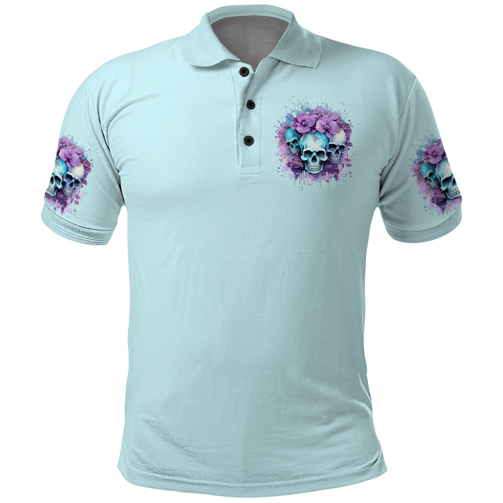 Flower Skull Angel Polo Shirt The Good Girl In Me Got Tired Of The Bullshit