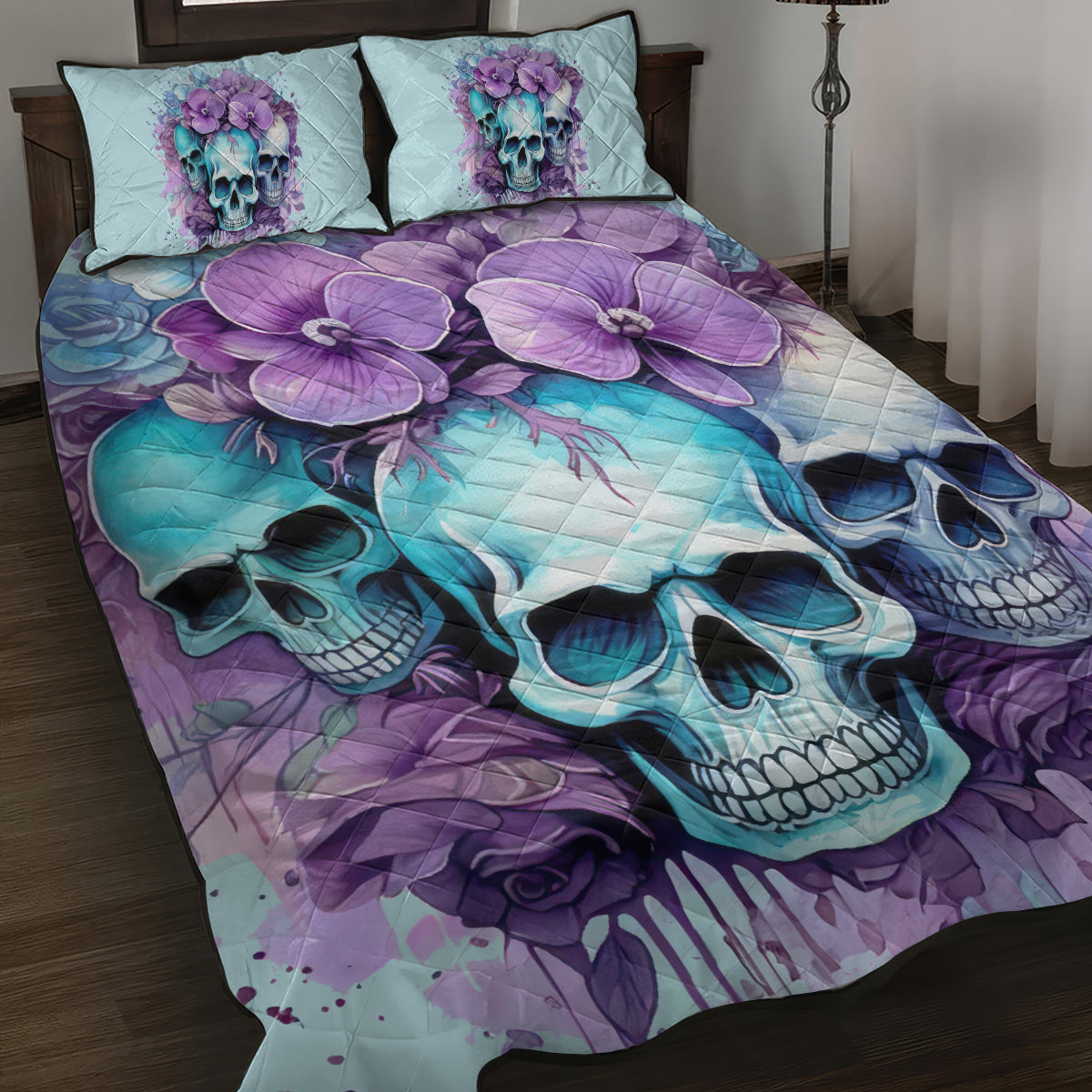 Flower Skull Angel Quilt Bed Set The Good Girl In Me Got Tired Of The Bullshit