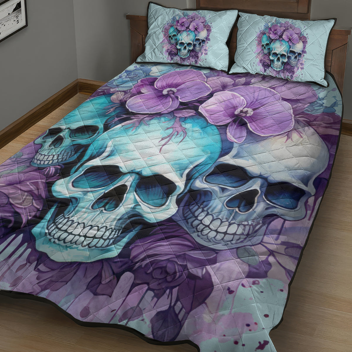 Flower Skull Angel Quilt Bed Set The Good Girl In Me Got Tired Of The Bullshit