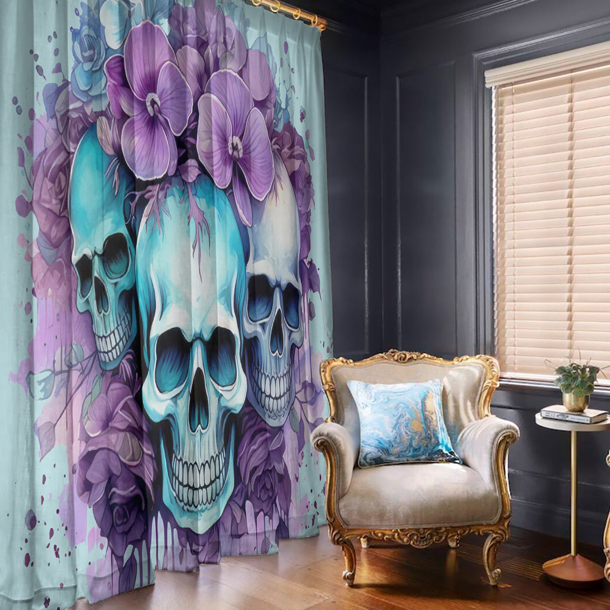 Flower Skull Angel Window Curtain The Good Girl In Me Got Tired Of The Bullshit