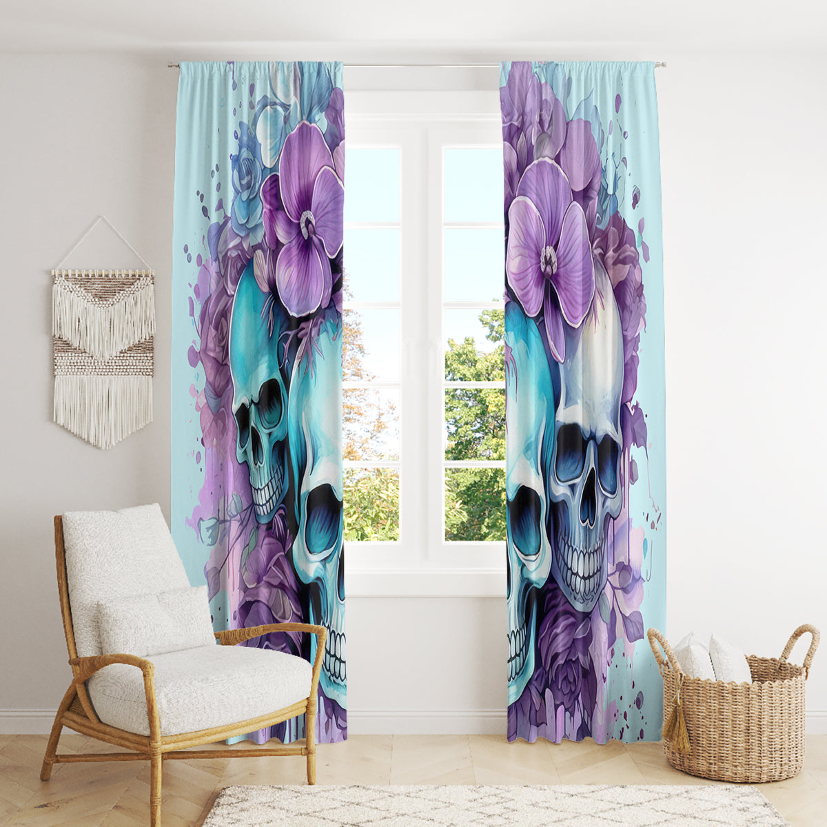 Flower Skull Angel Window Curtain The Good Girl In Me Got Tired Of The Bullshit