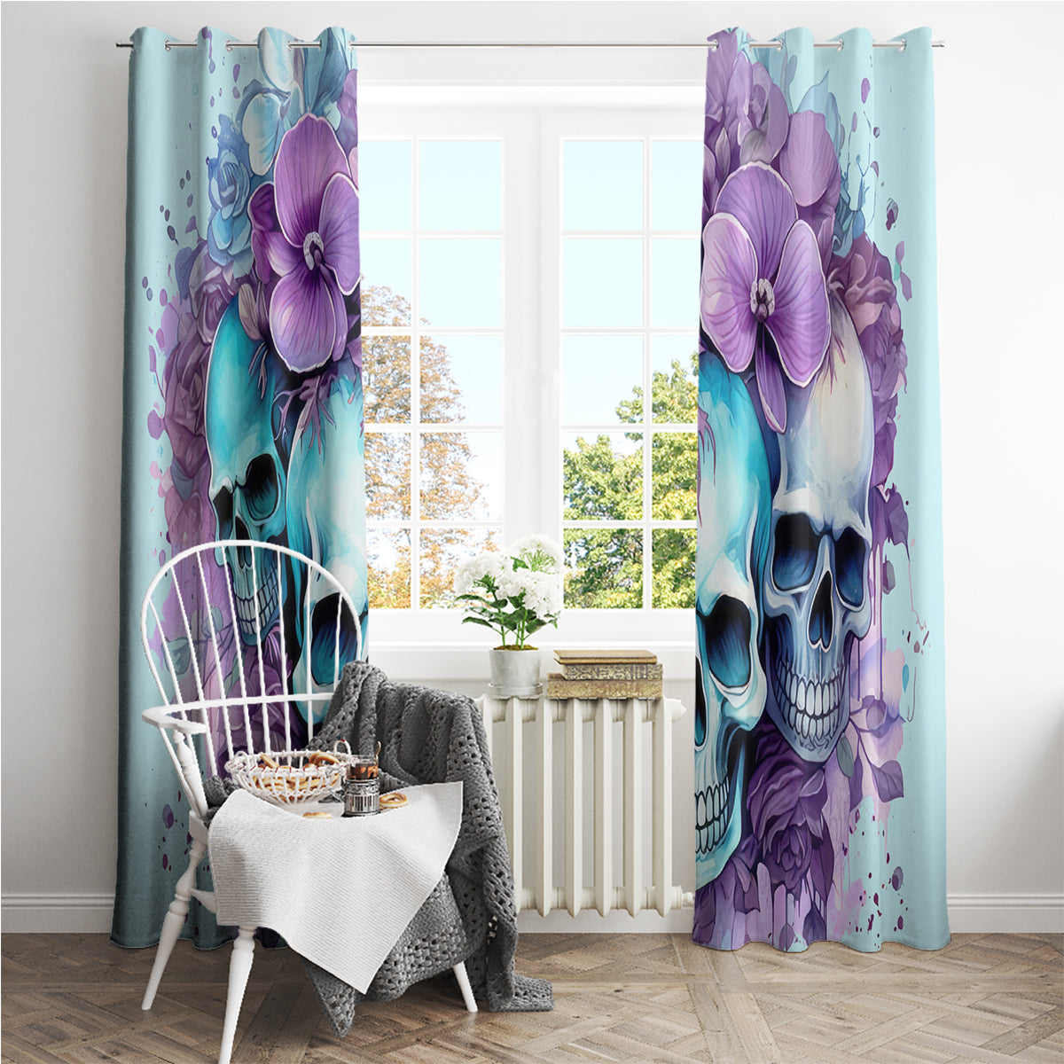 Flower Skull Angel Window Curtain The Good Girl In Me Got Tired Of The Bullshit