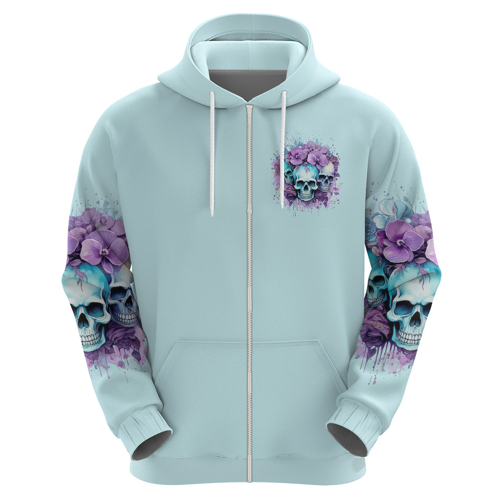 Flower Skull Angel Zip Hoodie The Good Girl In Me Got Tired Of The Bullshit