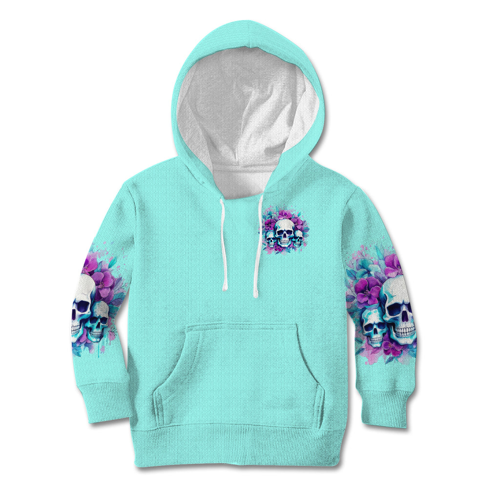 Flower Skull Angel Kid Hoodie Stuck Between IDK IDC and IDGAF