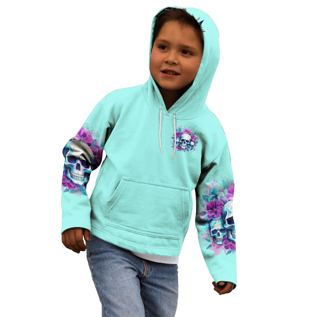 Flower Skull Angel Kid Hoodie Stuck Between IDK IDC and IDGAF