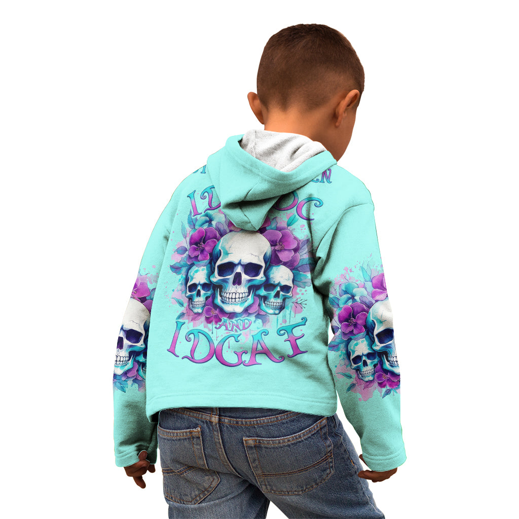 Flower Skull Angel Kid Hoodie Stuck Between IDK IDC and IDGAF