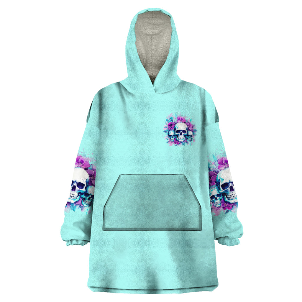 Flower Skull Angel Wearable Blanket Hoodie Stuck Between IDK IDC and IDGAF