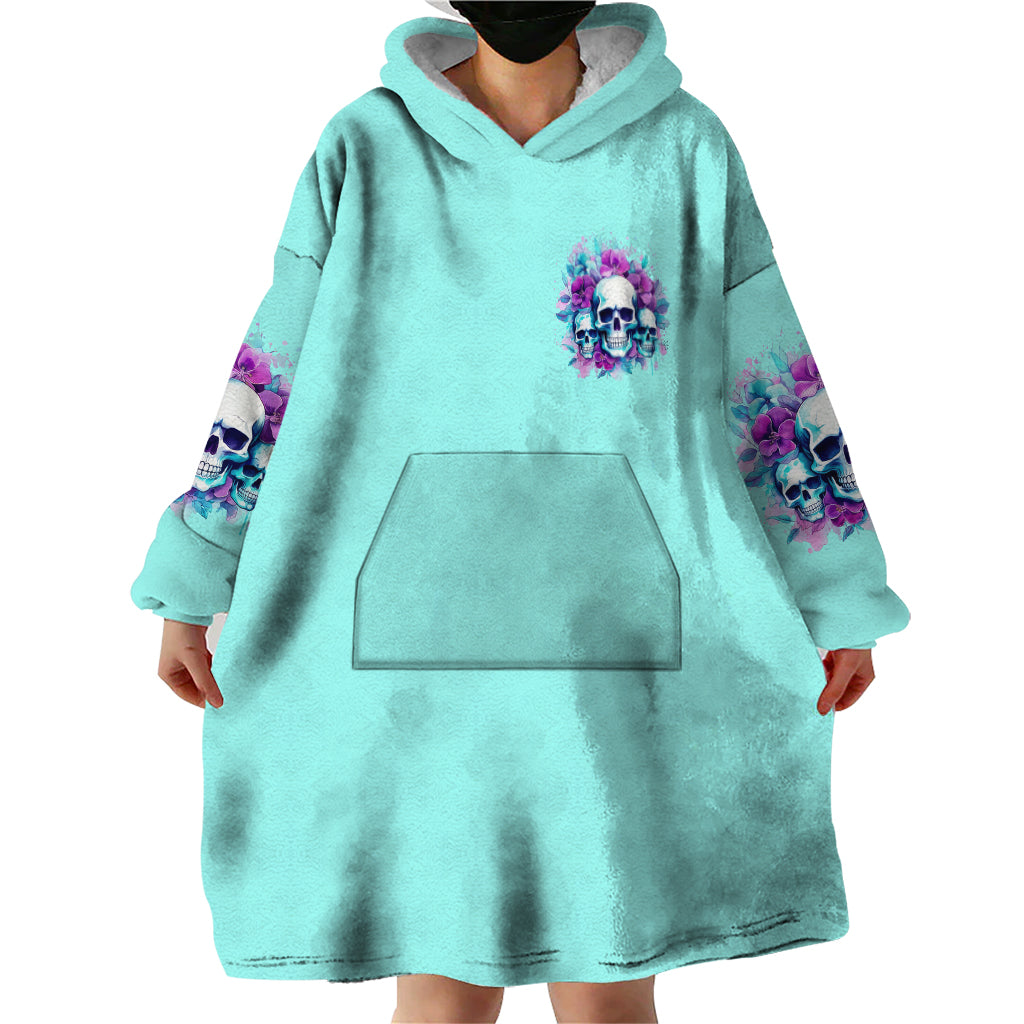 Flower Skull Angel Wearable Blanket Hoodie Stuck Between IDK IDC and IDGAF