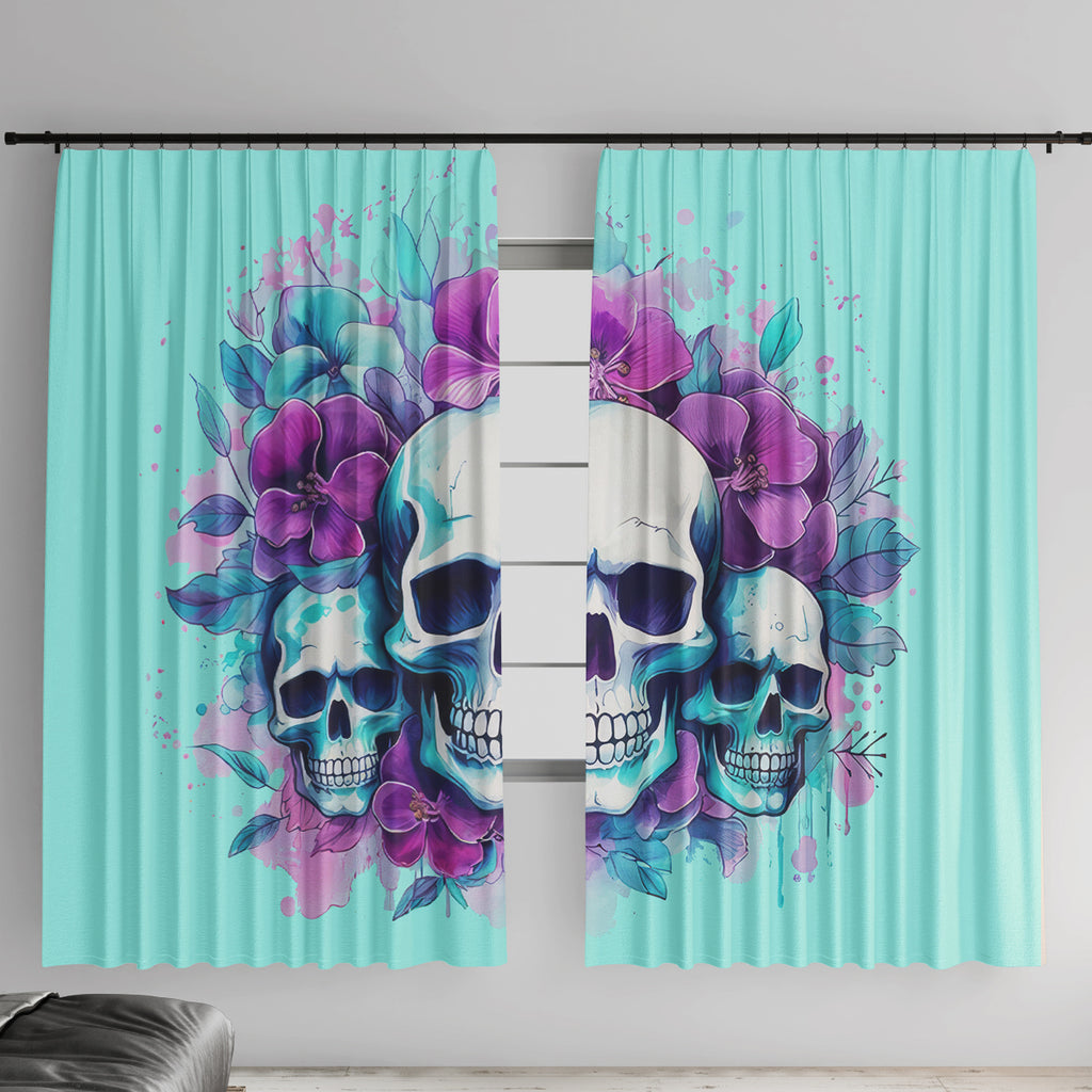 Flower Skull Angel Window Curtain Stuck Between IDK IDC and IDGAF