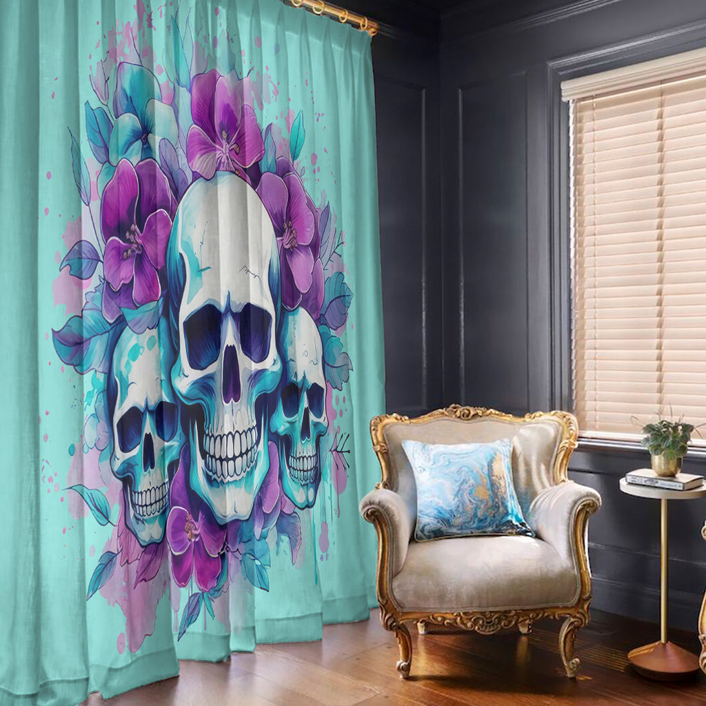 Flower Skull Angel Window Curtain Stuck Between IDK IDC and IDGAF