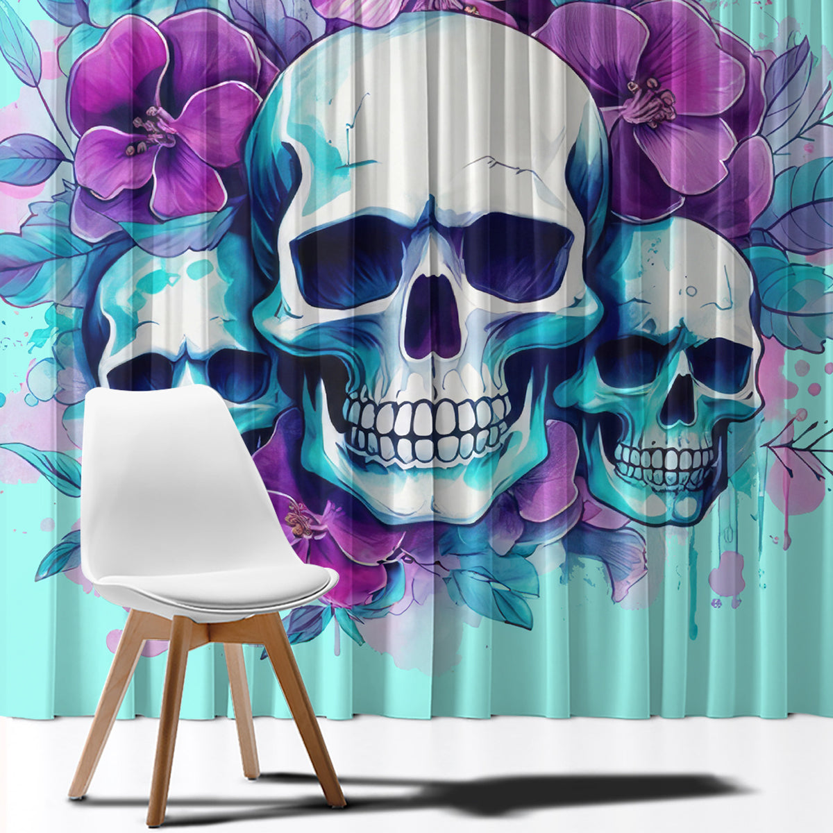 Flower Skull Angel Window Curtain Stuck Between IDK IDC and IDGAF