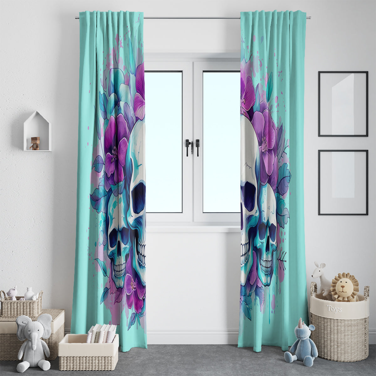 Flower Skull Angel Window Curtain Stuck Between IDK IDC and IDGAF