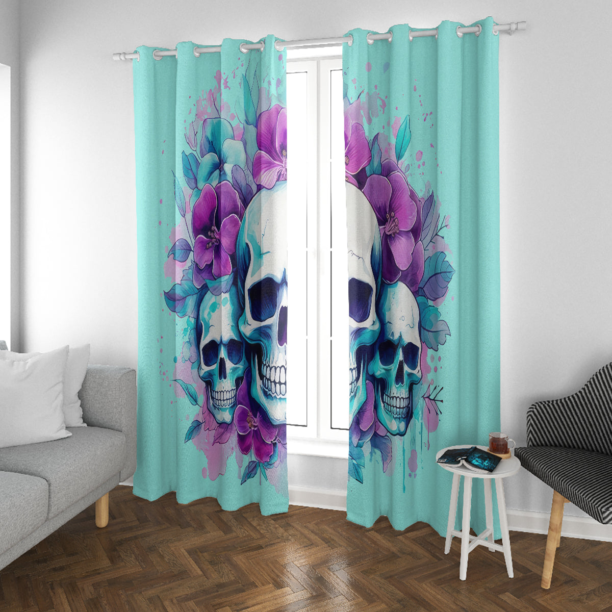 Flower Skull Angel Window Curtain Stuck Between IDK IDC and IDGAF