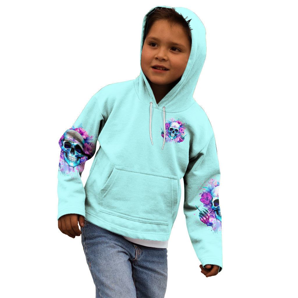 Flower Skull Angel Kid Hoodie I'm A Bitch With A Flow Bullshit Tolerance