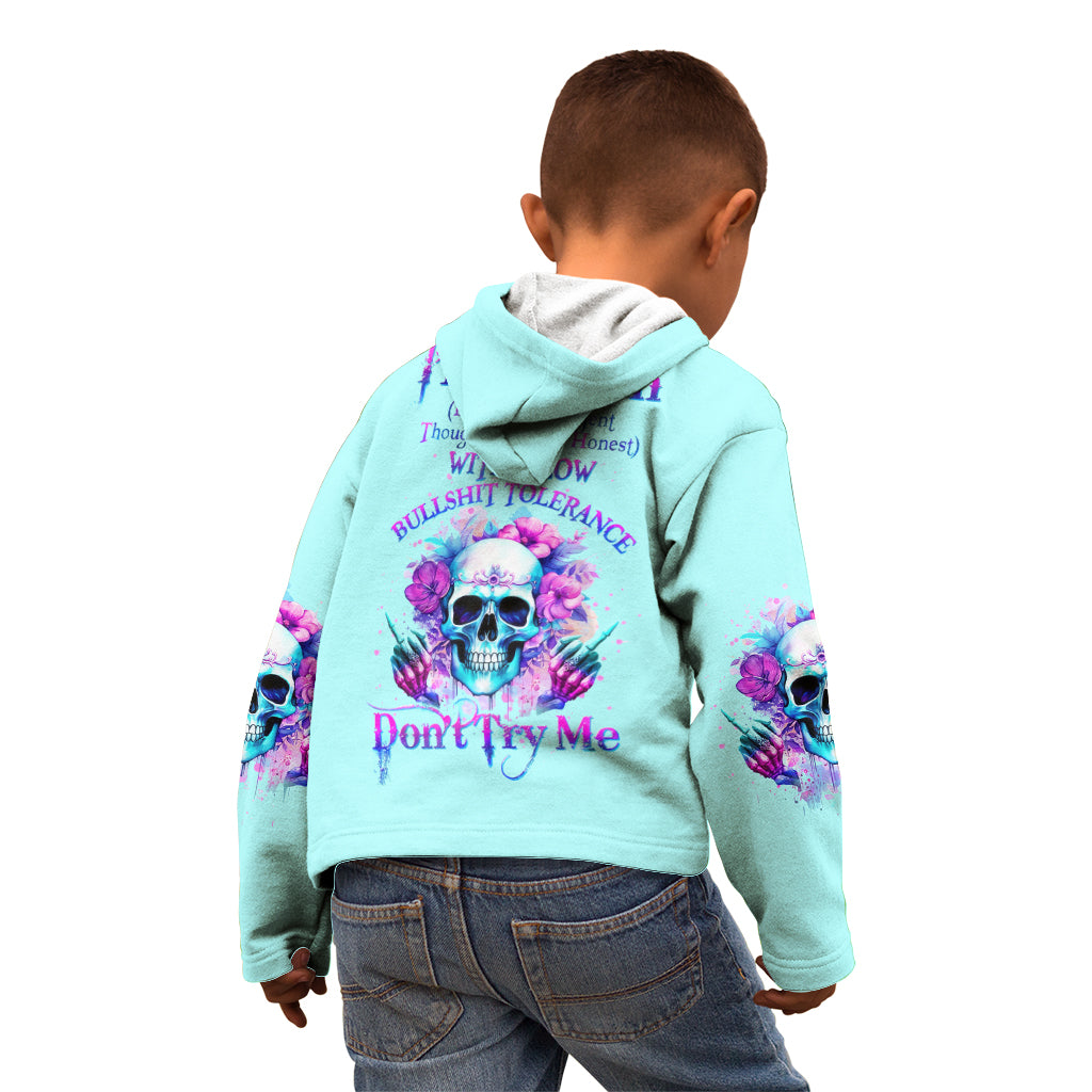 Flower Skull Angel Kid Hoodie I'm A Bitch With A Flow Bullshit Tolerance